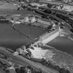 Luftbild Flusskraftwerk Laufenburg 1953